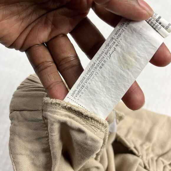 MNG Mango Basics Womens Drawstring Ankle Pants Beige Pull On Pockets Casual XS - Picture 9 of 12